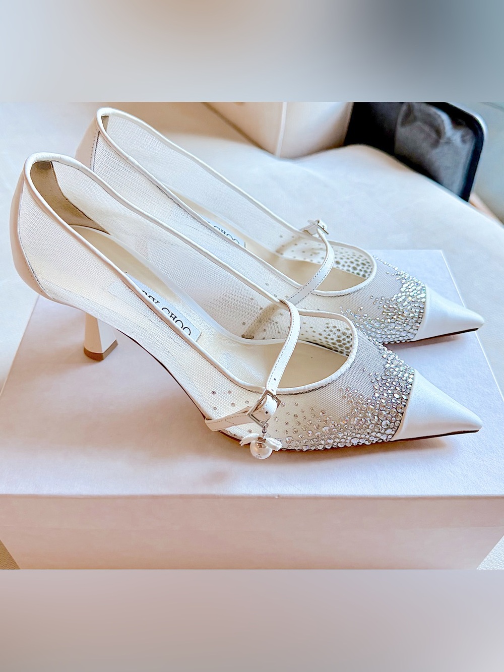 Jimmy Choo Aren Crystal-Embellished Mesh Pumps 65mm